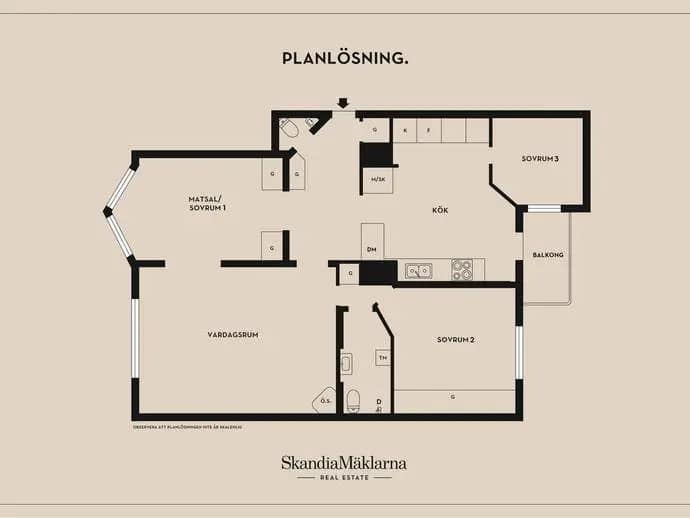 Floor plan for Vanadisvägen 25, 1,5tr