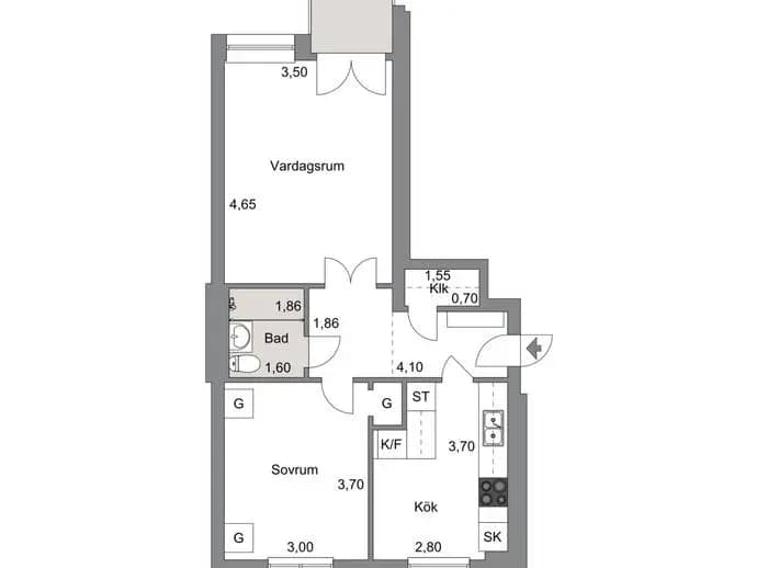 Floor plan for Riddaregatan 18B