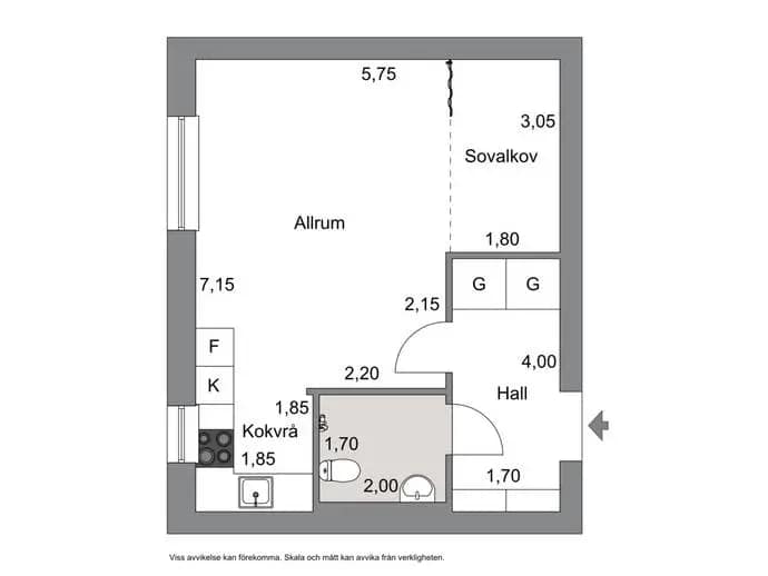Floor plan for Kaptensgatan 7 A