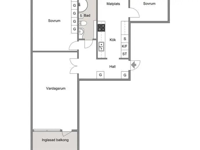 Floor plan for Rosengatan 12