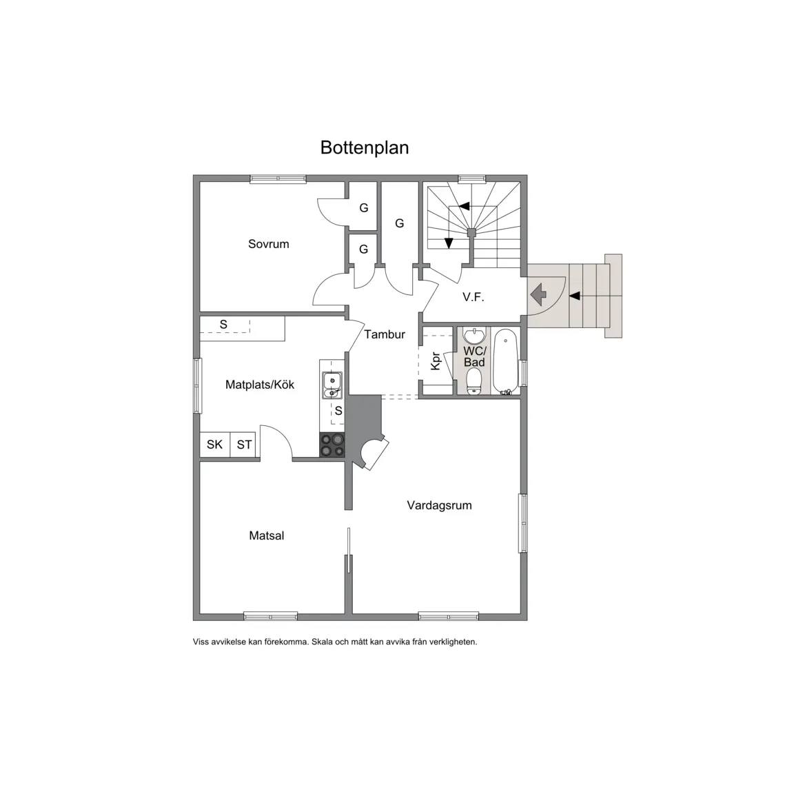 Floor plan for Tuvgatan 4