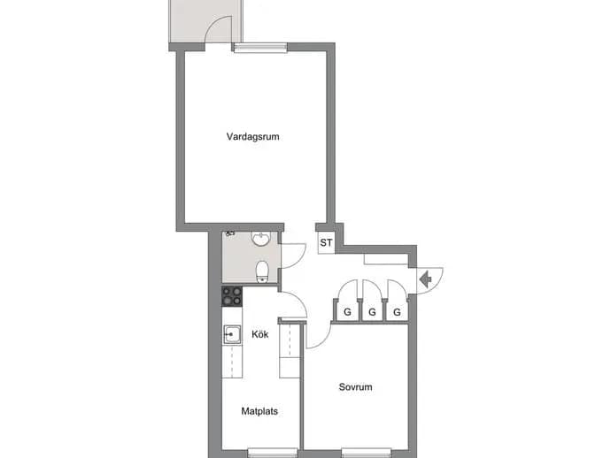 Planritning för Västra Bangatan 33 B