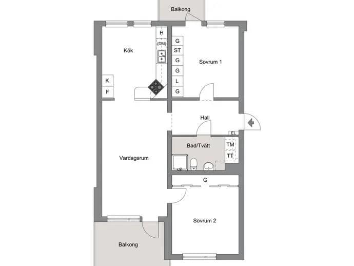 Planritning för Södra Vägen 33