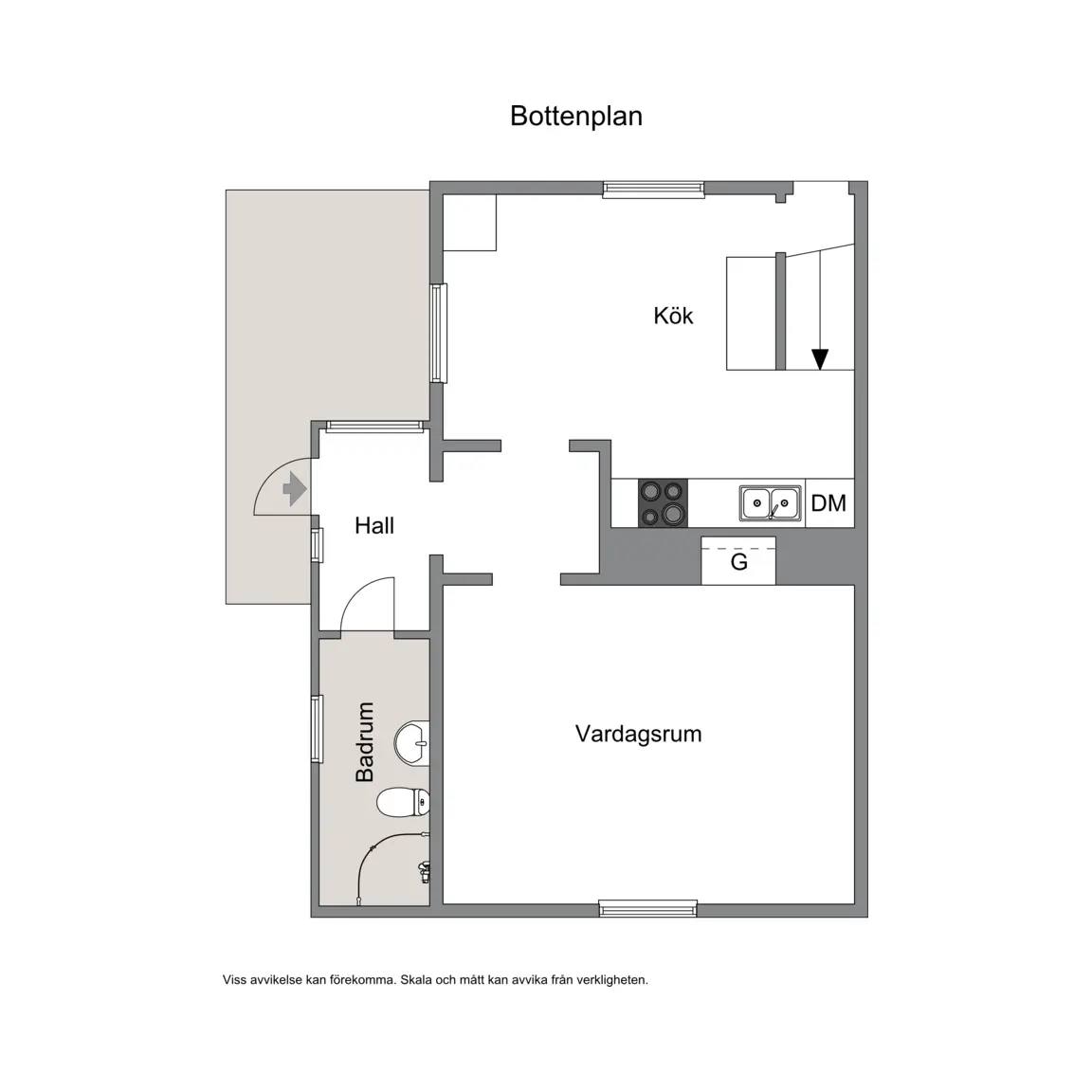 Planritning för Kyrkovägen 30 (Besöksadress/infart via Fågelvägen)