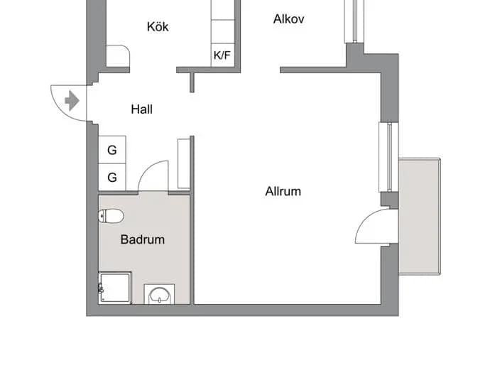 Planritning för Köpmangatan 33D