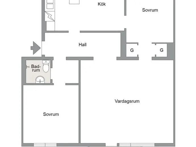Floor plan for Krokvägen 8B