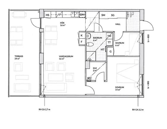 Floor plan for Järnvägsgatan 32