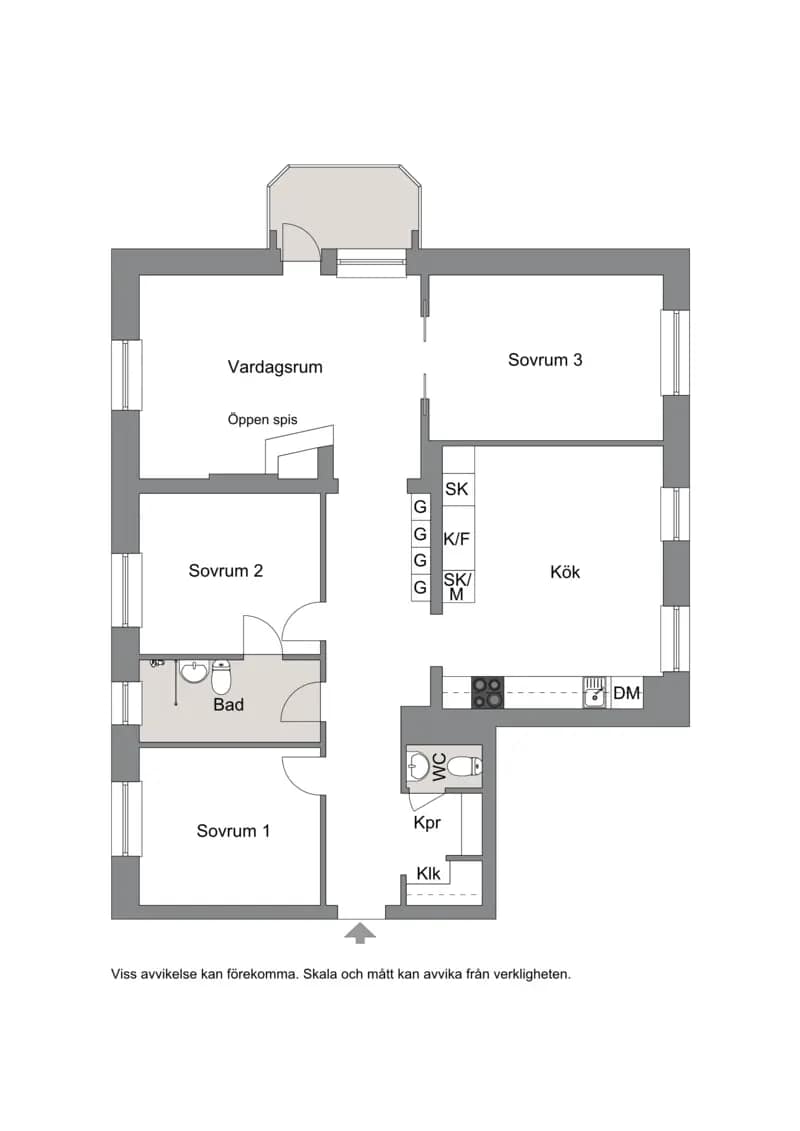 Floor plan for Ölmegatan 3B