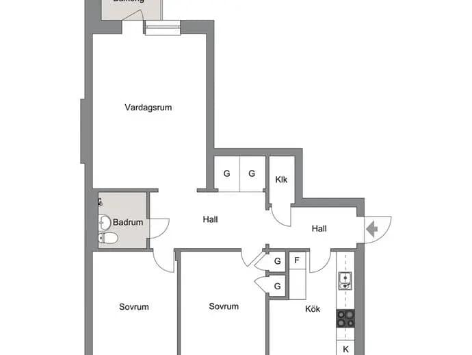 Floor plan for Oscar Stjernegatan 5 B