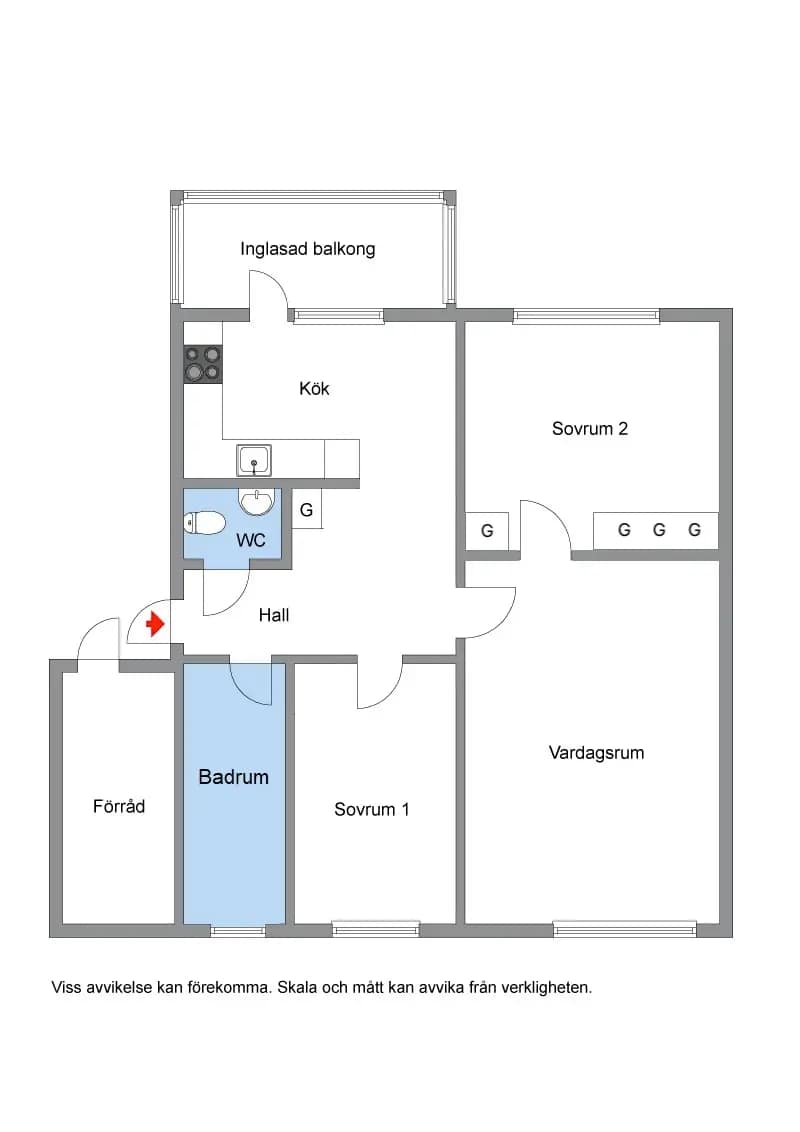 Floor plan for Trädesvägen 6, 7 tr