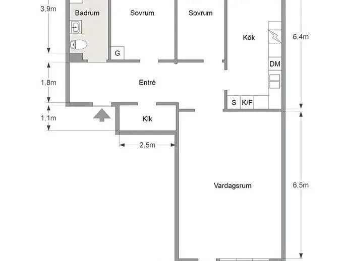 Floor plan for Saffransgatan 1C