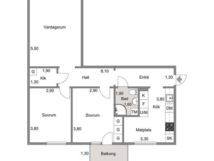 Floor plan for Vallgatan 27