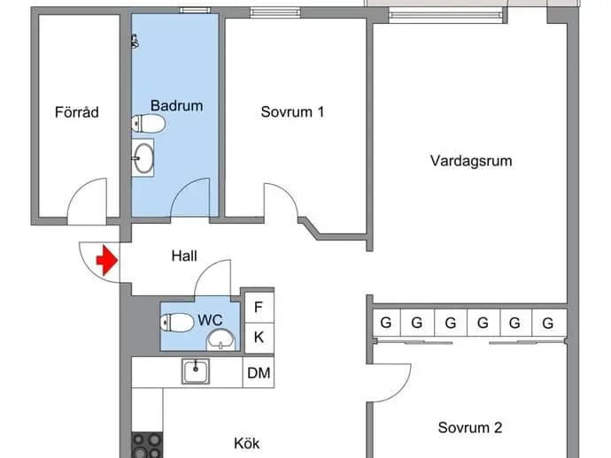 Planritning för Hundhamravägen 63