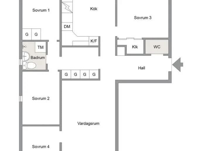 Floor plan for Tegelvägen 4A