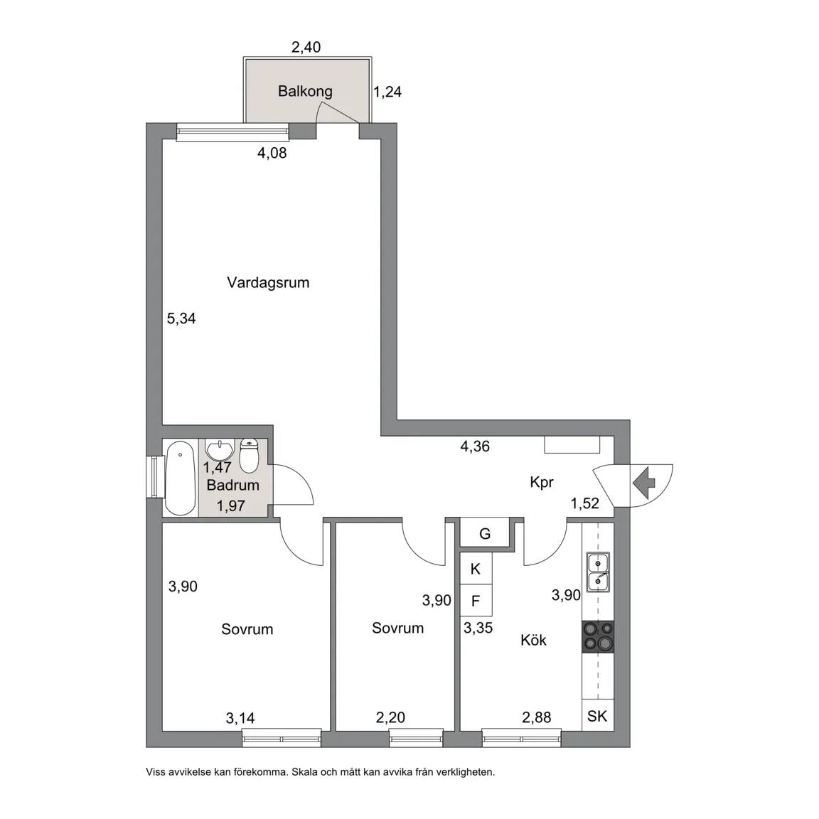 Floor plan for Ekängsgatan 13