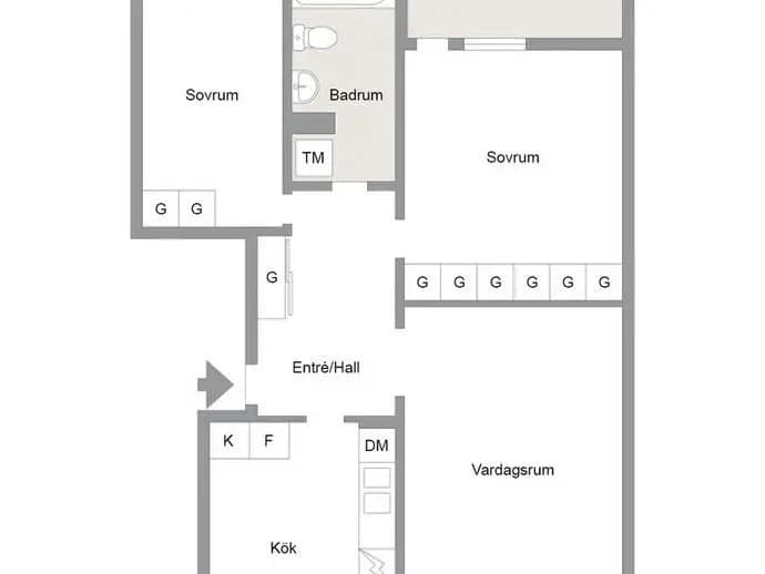 Planritning för Trekungagatan 13