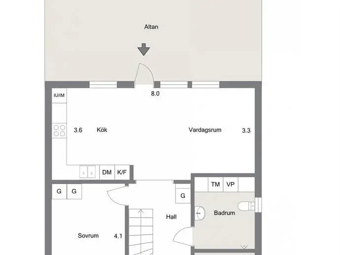 Planritning för Fyrbyvägen 23 B