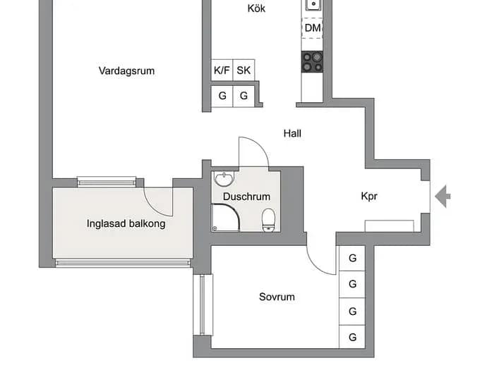 Floor plan for Ulvsbygatan 23B