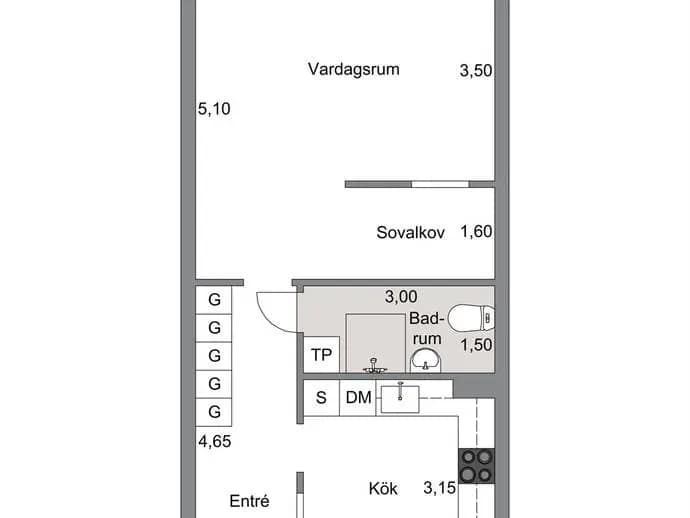Floor plan for Prilyckegatan 65