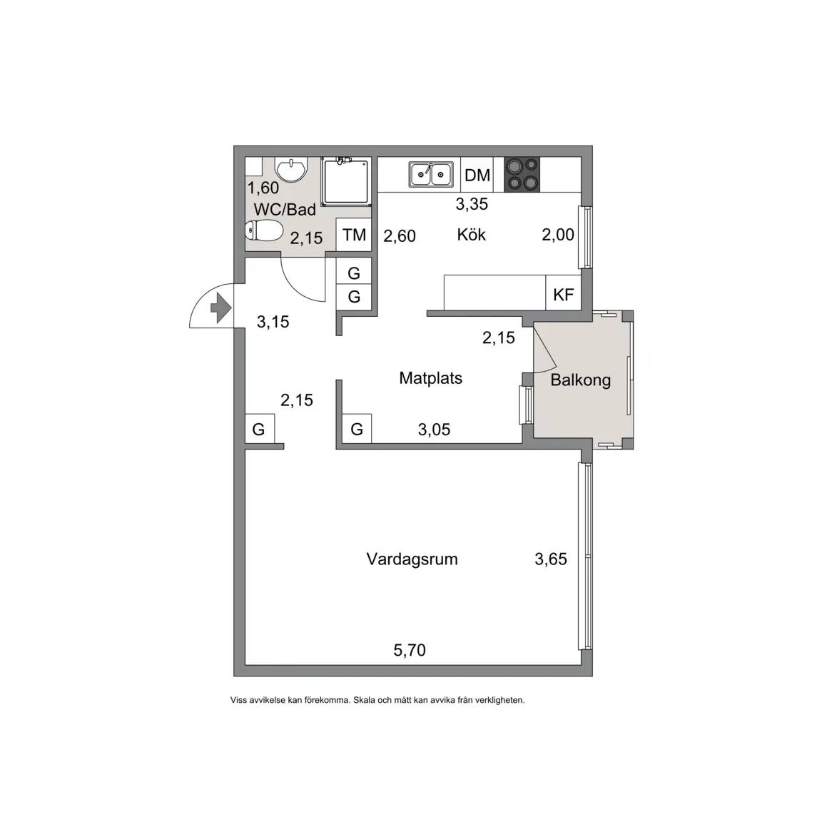 Floor plan for Kronogatan 46A