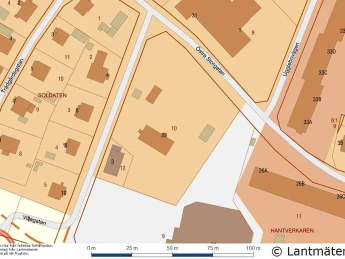 Planritning för Östra Storgatan 22