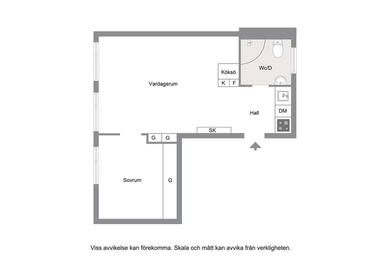 Planritning för Mörbydalen 18 9tr.