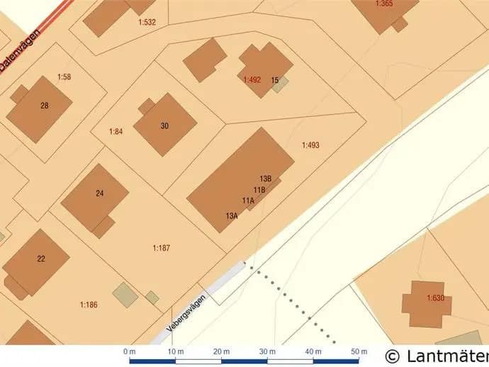 Planritning för Vebergsvägen 11A, 11B, 13A & 13B