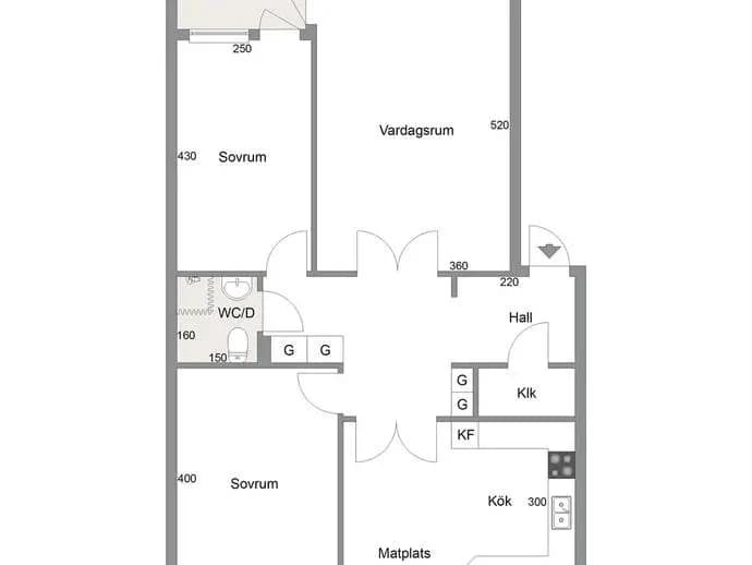 Floor plan for Fyrmästaregatan 16 I