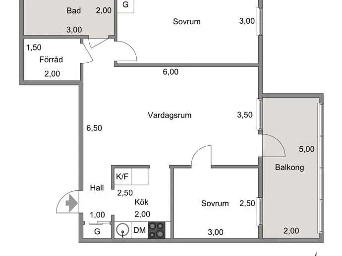 Planritning för Fornhöjdsvägen 20