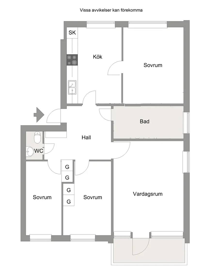 Floor plan for Kantarellvägen 10D