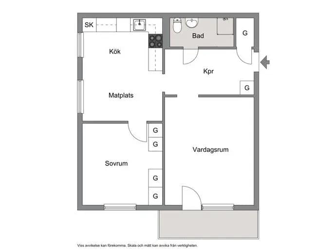 Planritning för Storängsvägen 18 B