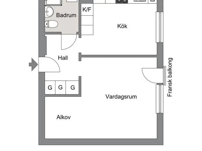 Floor plan for Kungsgårdsvägen 24A