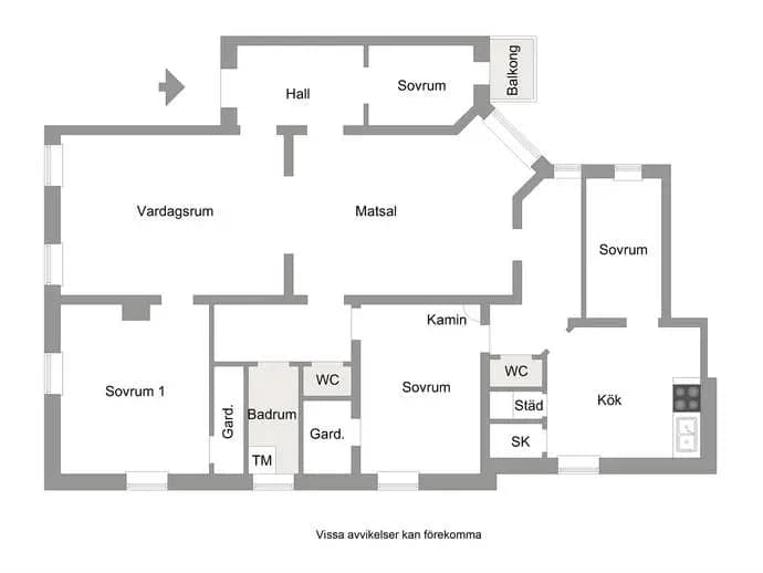 Floor plan for Parkgatan 3
