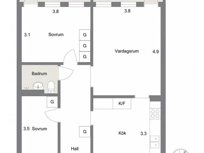 Planritning för Rosenbloms väg 3