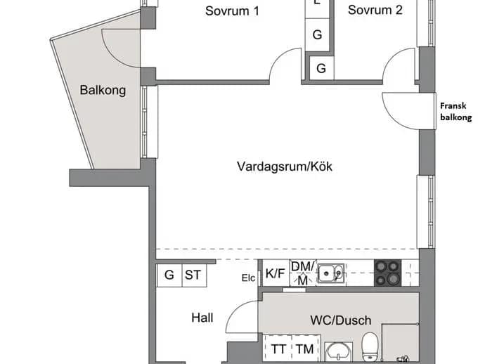 Floor plan for Drakengatan 8, våning 5/5