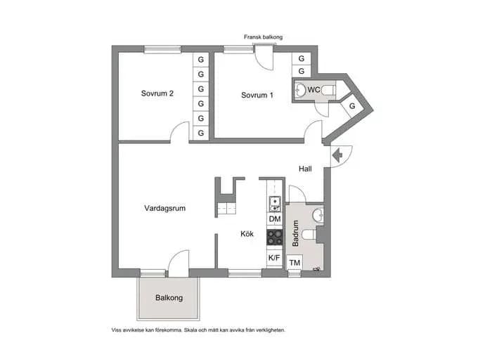 Planritning för Hagvägen 6C, 2tr