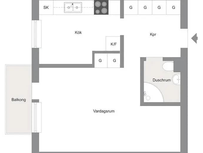 Floor plan for Tallkottsvägen 15B