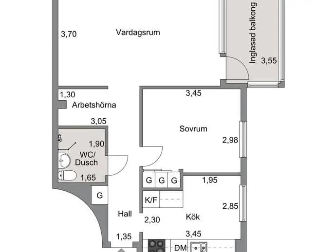Floor plan for Eleonoragatan 7B