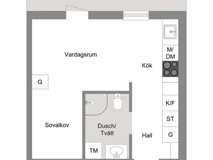 Planritning för Härnevi skolväg 9B, bv