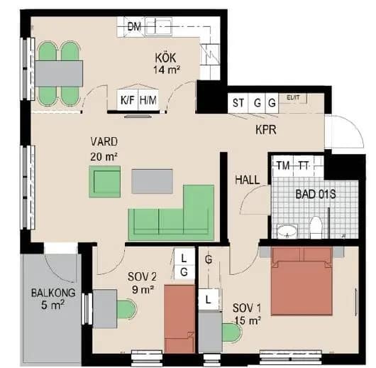 Floor plan for Råcksta Gårdsväg 28 (Våning 8)