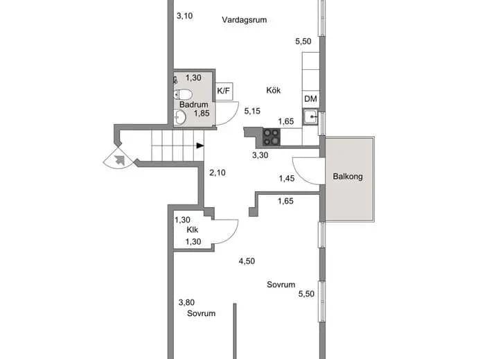 Floor plan for Eskilsgatan 12B