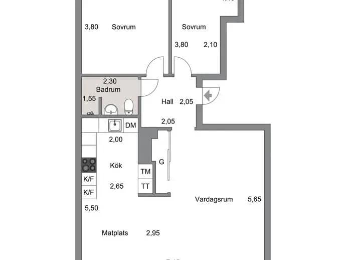 Floor plan for Svengrensgatan 7A