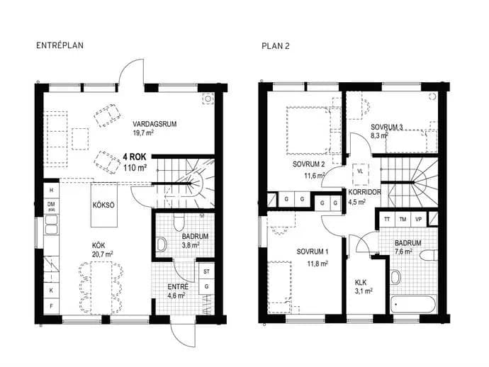 Planritning för Husbytorpsvägen 12B