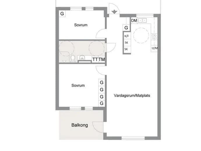 Planritning för Siamesgatan 3 K