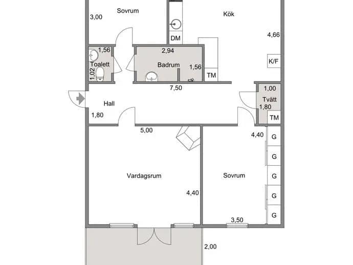 Planritning för Amerikagatan 45A