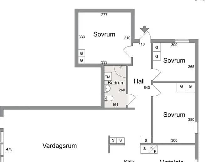 Planritning för Rosenlundsvägen 1