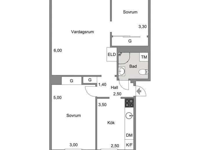 Planritning för Täppgatan 28A