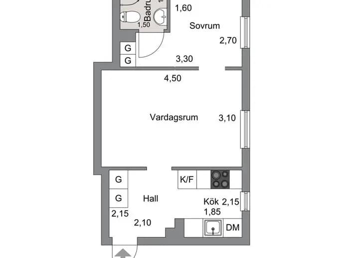 Floor plan for Tomtebogatan 22A