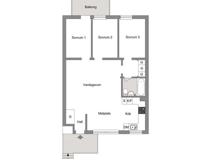 Planritning för Lövstavägen 56A, 2 tr