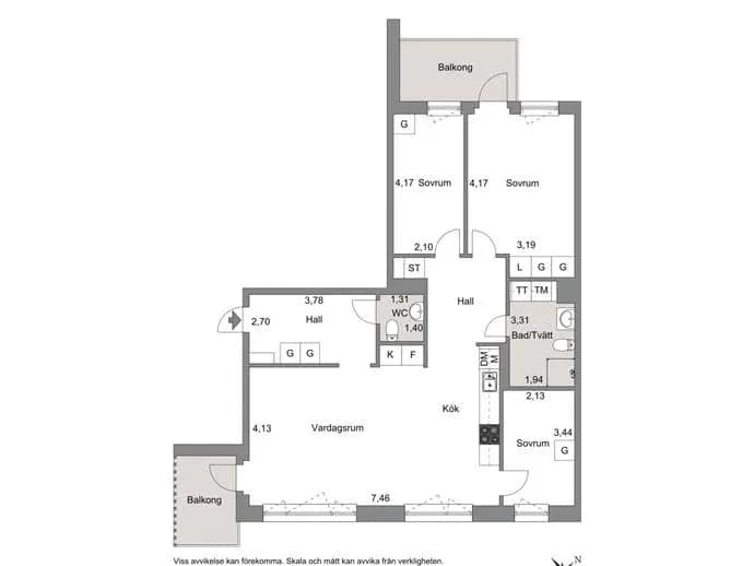 Planritning för Optimusvägen 6B, 3 tr